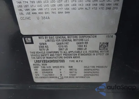 2017 Buick Envision Essence from USA, damaged, VIN LRBFXBSA0HD097999